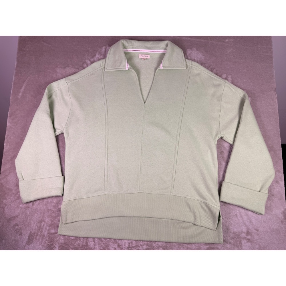 Pilcro Anthropologie Johnny Collar Pullover Sweatshirt‎ XS Light Green Womens - Picture 3 of 11